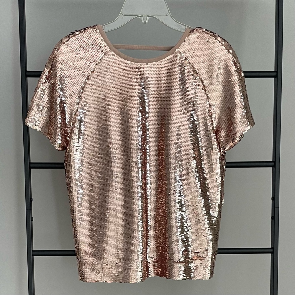 Sweaty Betty Rose Gold Sequin Top